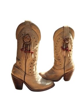 Vintage Miss Capezio Beaded Fringe Cowboy Western Boots Women's Size 7M